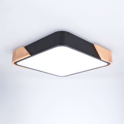 Brilagi - Plafonnier LED PILANA LED/24W/230V chêne/noir 32x32 cm
