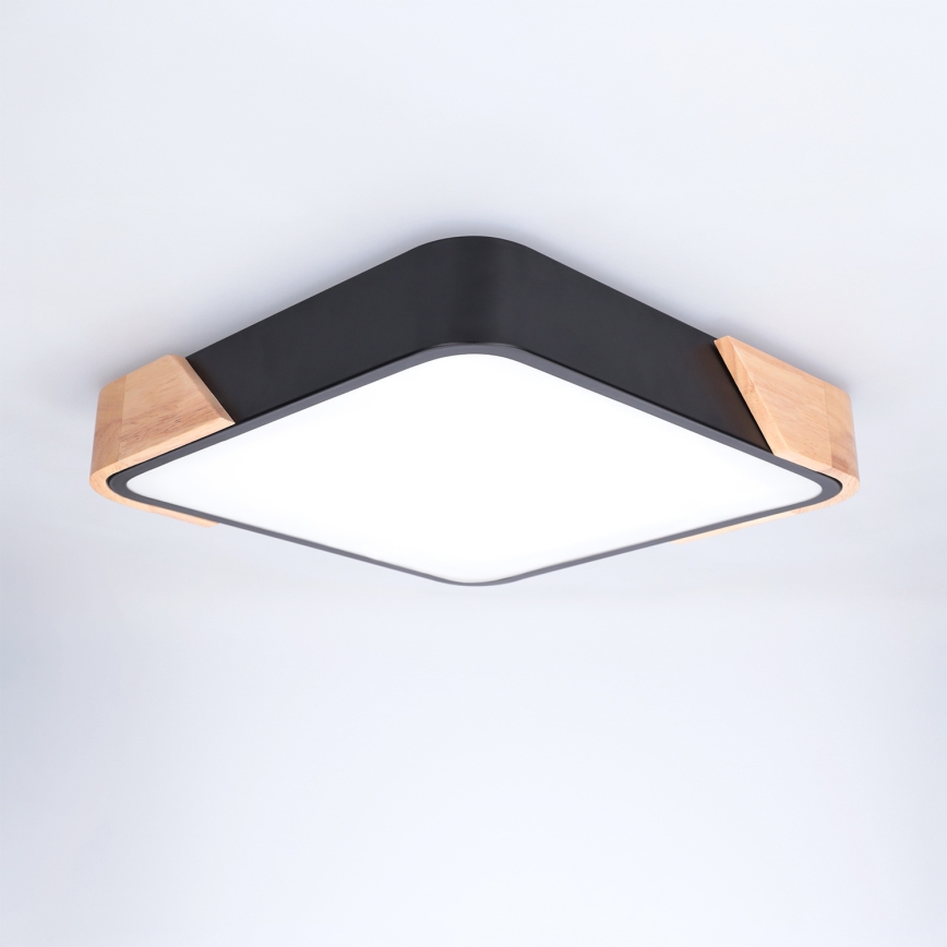 Brilagi - Plafonnier LED PILANA LED/24W/230V chêne/noir 32x32 cm
