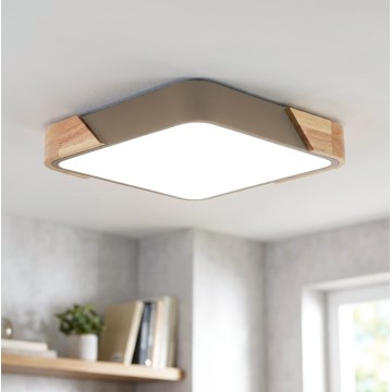 BRILAGI - Plafonnier LED PILANA SQUARE LED/24W/230V chêne/beige 32x32 cm