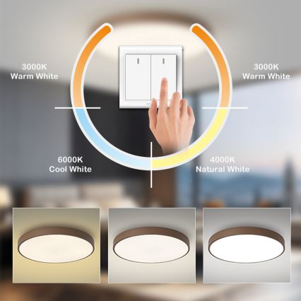 Brilagi - Plafonnier LED POOL 100 W / 230 V, 3000/4000/6000 K, Ø 80 cm, marron
