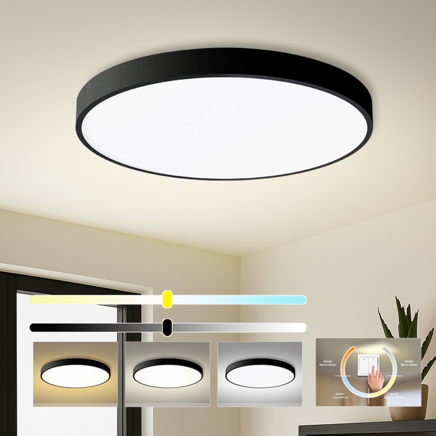 Brilagi - Plafonnier LED POOL 100 W 230 V 3000/4500/6000 K Ø 80 cm noir