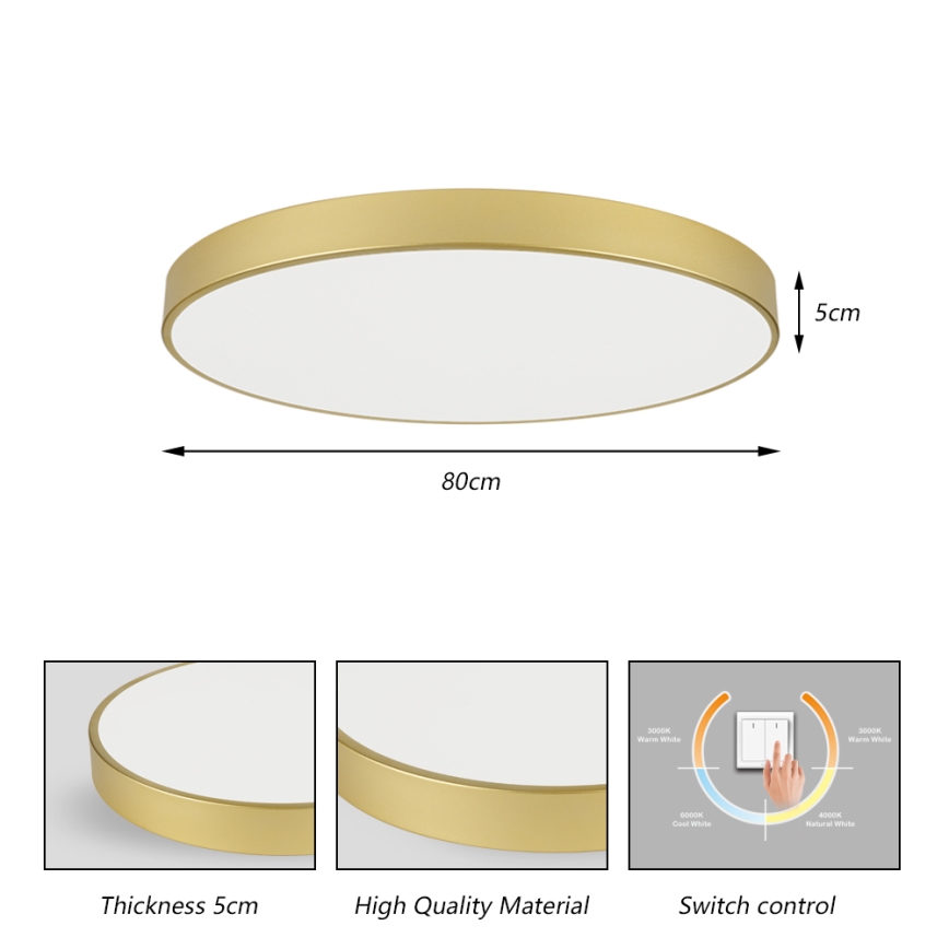 Brilagi - Plafonnier LED POOL LED/100W/230V 3000/4000/6000K Ø 80 cm doré