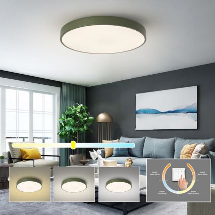 Brilagi - Plafonnier LED POOL, 60 W, 230 V, températures de couleur 3000/4000/6000 K, Ø 60 cm, vert