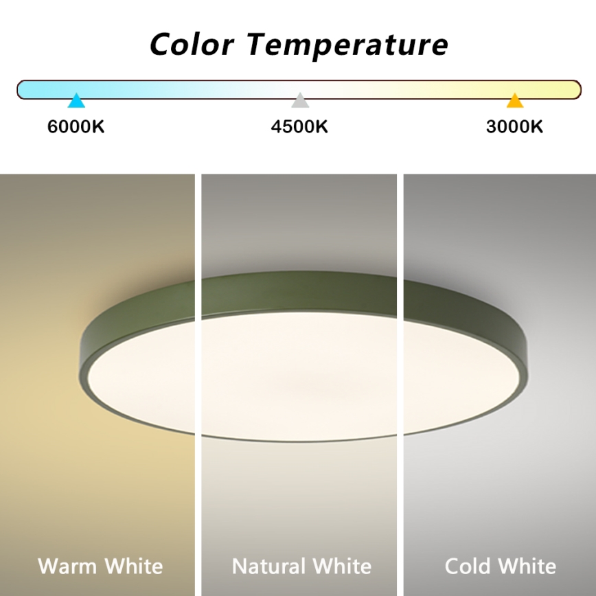 Brilagi - Plafonnier LED POOL, 60 W, 230 V, températures de couleur 3000/4000/6000 K, Ø 60 cm, vert