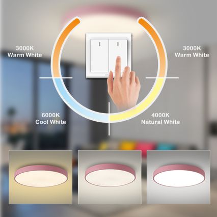 Brilagi - Plafonnier LED POOL, 100 W, 230 V, 3000/4000/6000 K, Ø 80 cm, rose