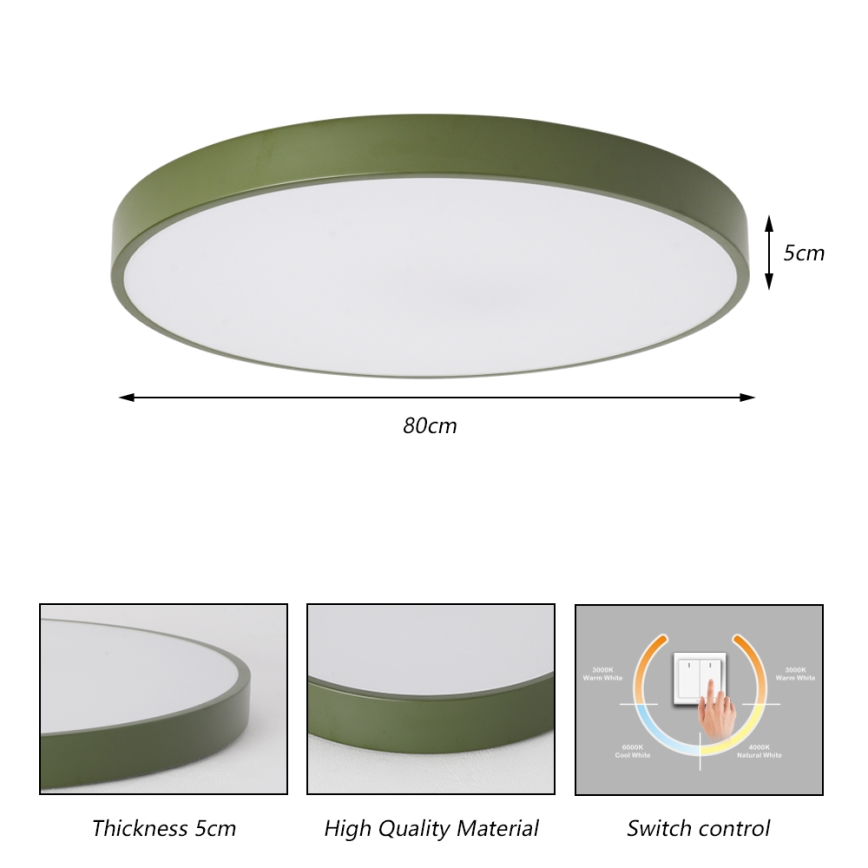 Brilagi - Plafonnier LED POOL LED/100W/230V 3000/4000/6000K pr. 80 cm vert