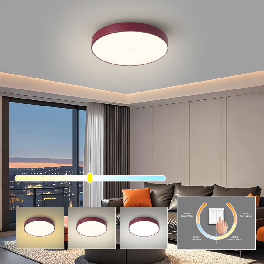 Brilagi - Plafonnier LED POOL LED/36W/230V 3000/4000/6000K Ø 30 cm bordeaux