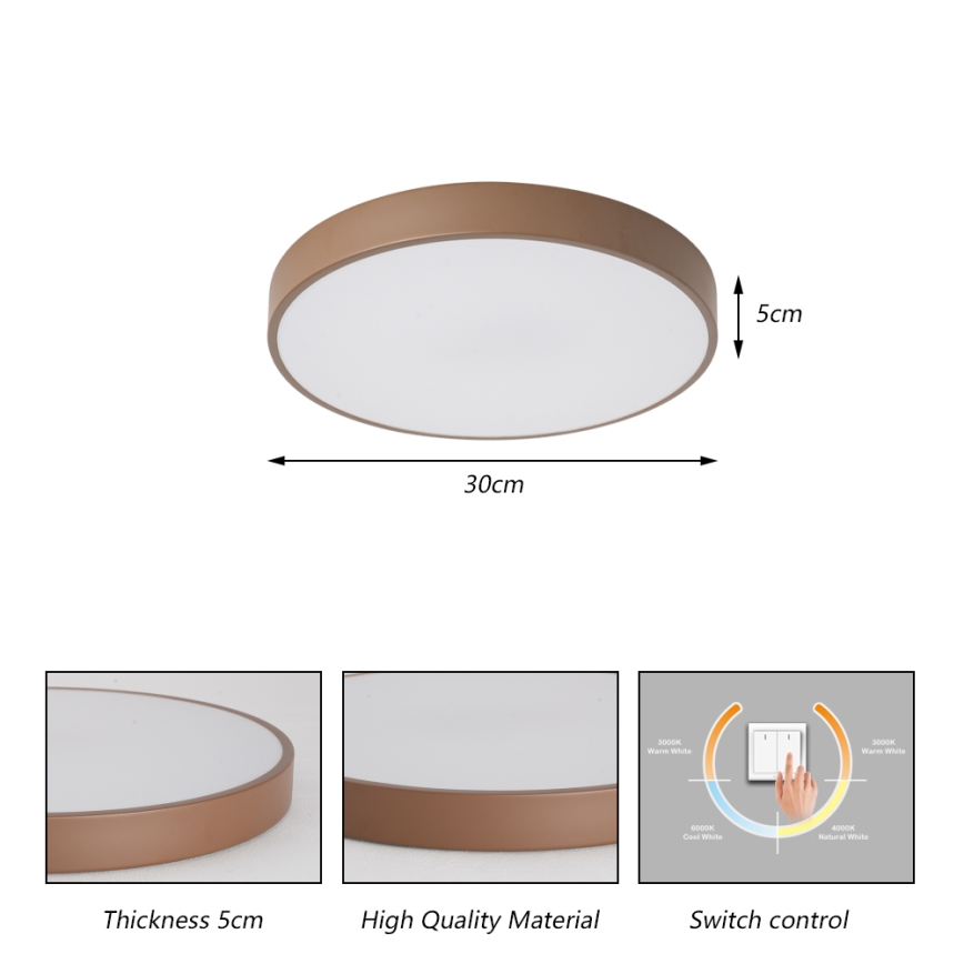 Brilagi - Plafonnier LED POOL LED/36W/230V 3000/4000/6000K Ø 30 cm marron