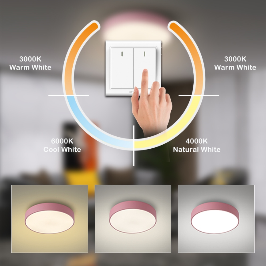 Brilagi - Plafonnier LED POOL LED/36W/230V 3000/4000/6000K Ø 30 cm rose