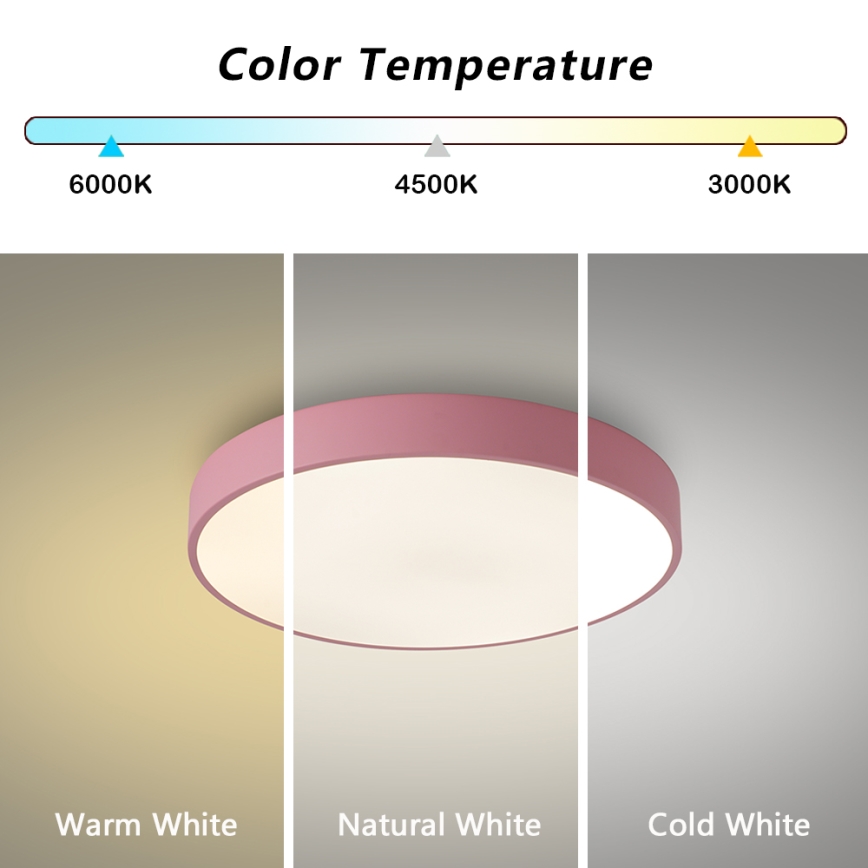 Brilagi - Plafonnier LED POOL LED/36W/230V 3000/4000/6000K Ø 30 cm rose