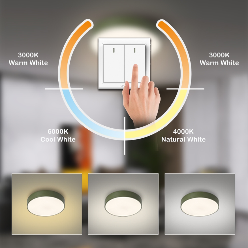 Brilagi - Plafonnier LED POOL LED/36W/230V 3000/4000/6000K Ø 30 cm vert