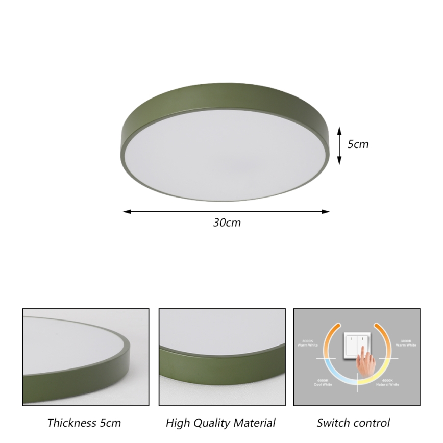 Brilagi - Plafonnier LED POOL LED/36W/230V 3000/4000/6000K Ø 30 cm vert