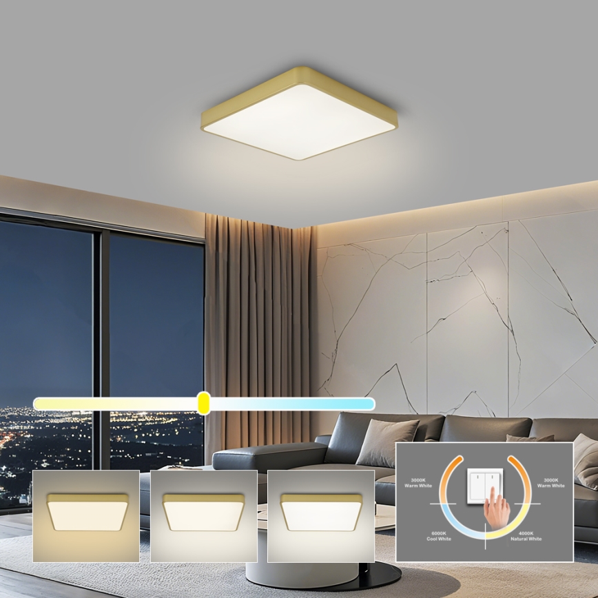 Brilagi - Plafonnier LED POOL LED/36W/230V 3000/4000/6000K 40x40 cm doré