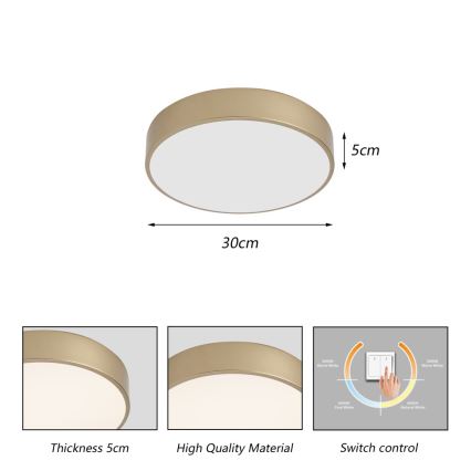 Brilagi - plafonnier LED POOL LED/36W/230V 3000/4000/6000K Ø 30 cm doré