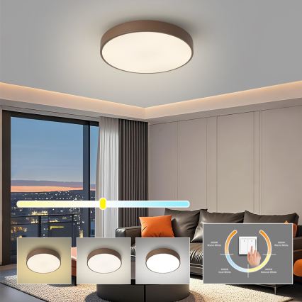 Brilagi - Plafonnier LED POOL 48W/230V 3000/4000/6000K Ø 40 cm marron