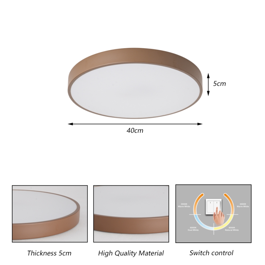 Brilagi - Plafonnier LED POOL 48W/230V 3000/4000/6000K Ø 40 cm marron