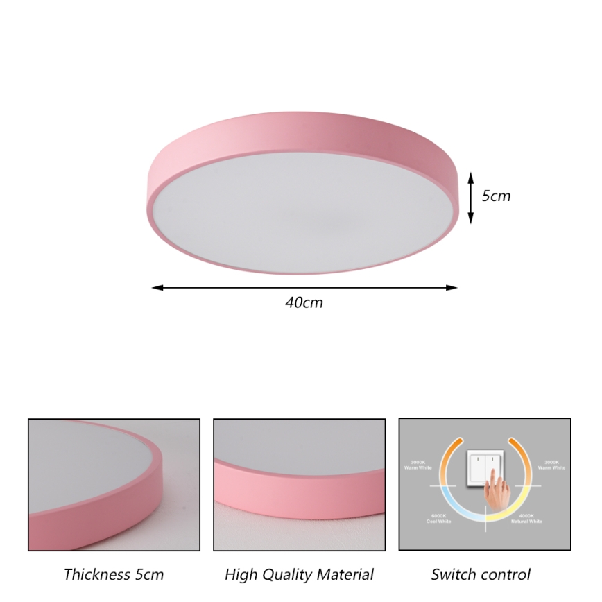 Brilagi - Plafonnier LED POOL LED/48W/230V 3000/4000/6000K Ø 40 cm rose