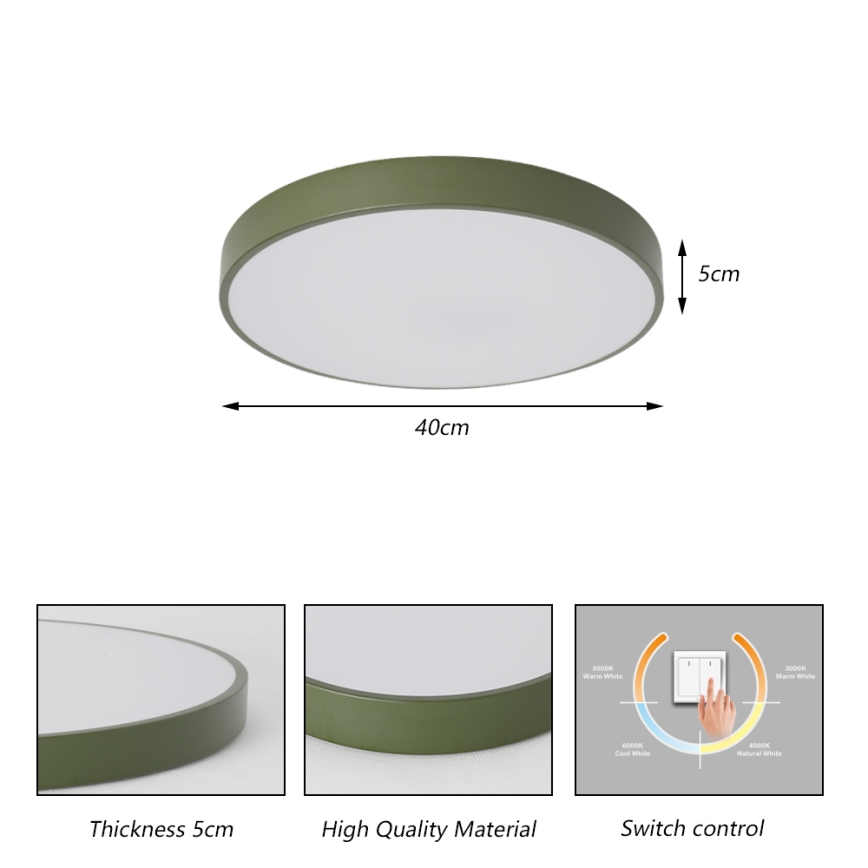 Brilagi - Plafonnier LED POOL LED/48W/230V 3000/4000/6000K Ø 40 cm vert