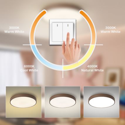 Brilagi - Plafonnier LED POOL, 60 W / 230 V, 3000/4000/6000 K, Ø 60 cm, marron
