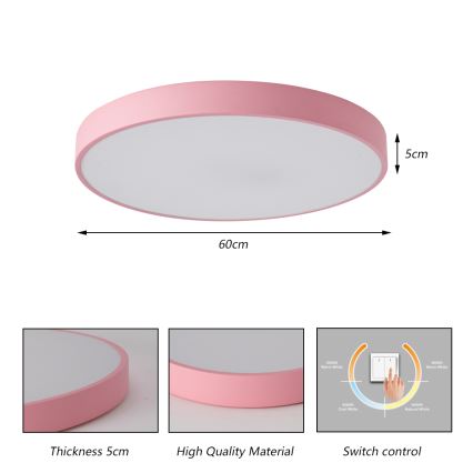 Brilagi - Plafonnier LED POOL LED/60W/230V 3000/4000/6000K Ø 60 cm rose