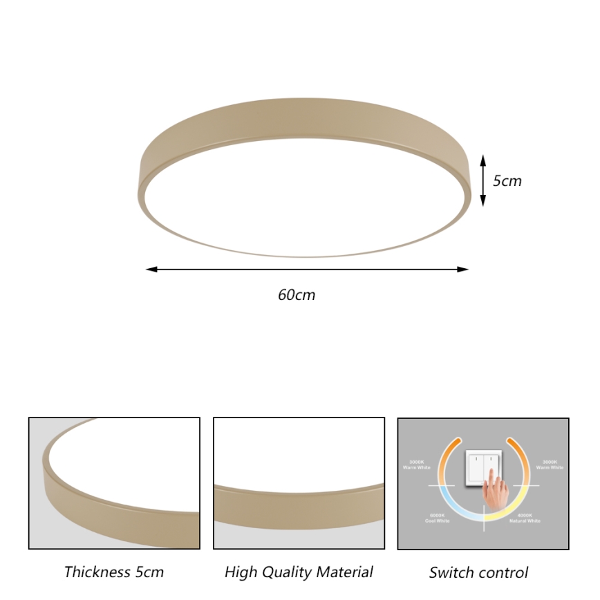 Brilagi - Plafonnier LED POOL LED/60W/230V 3000/4500/6000K Ø 60 cm beige