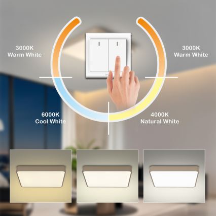 BRILAGI - Plafonnier LED POOL SQUARE 36W/230V 3000/4000/6000K 40x40 cm beige
