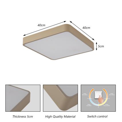 BRILAGI - Plafonnier LED POOL SQUARE 36W/230V 3000/4000/6000K 40x40 cm beige