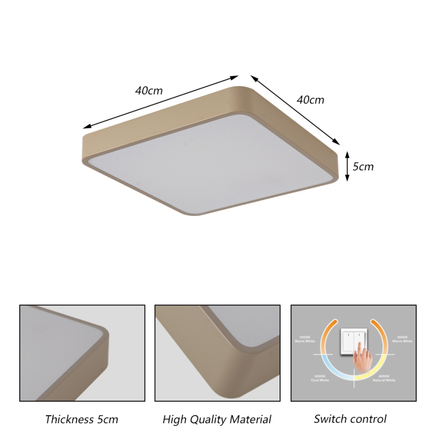 BRILAGI - Plafonnier LED POOL SQUARE 36W/230V 3000/4000/6000K 40x40 cm beige