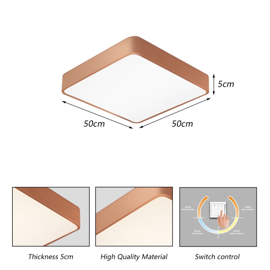 BRILAGI - plafonnier LED POOL SQUARE LED/48W/230V 3000/4000/6000K 50x50 cm bronze