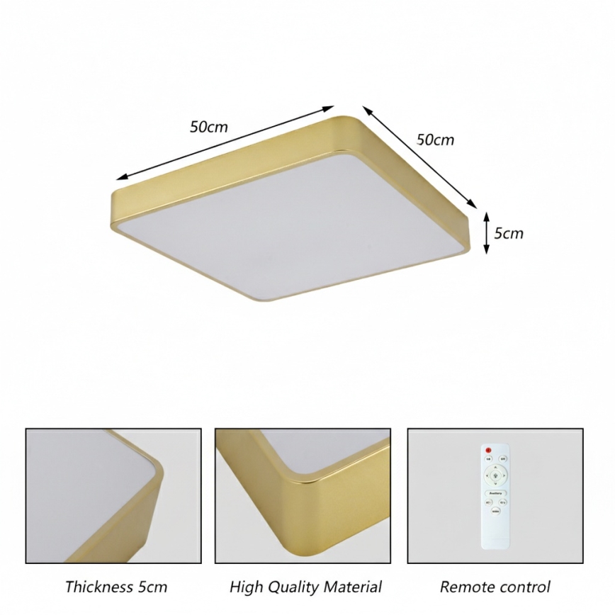BRILAGI - Plafonnier LED POOL SQUARE LED/48W/230V 3000/4000/6000K 50x50 cm doré