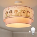 Brilagi - Plafonnier LED pour enfants à montage en saillie BOBO 1xE27/10W/230V Ø 40 cm rose / fées