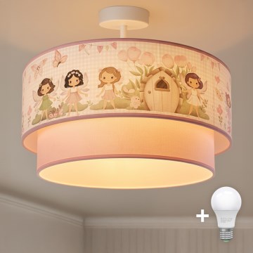 Brilagi - Plafonnier LED pour enfants à montage en saillie BOBO 1xE27/10W/230V Ø 40 cm rose / fées