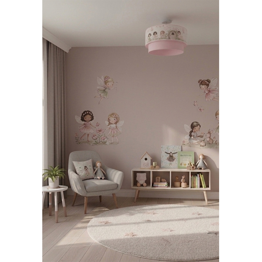 Brilagi - Plafonnier LED pour enfants à montage en saillie BOBO 1xE27/10W/230V Ø 40 cm rose / fées