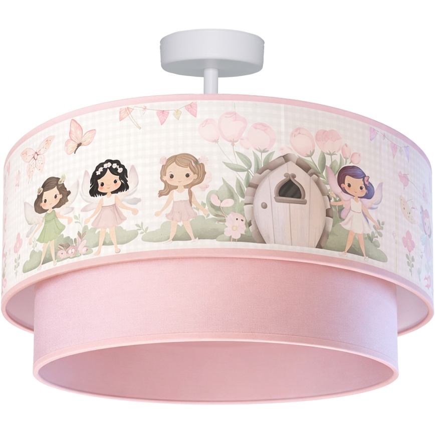 Brilagi - Plafonnier LED pour enfants à montage en saillie BOBO 1xE27/60W/230V Ø 40 cm rose / fées