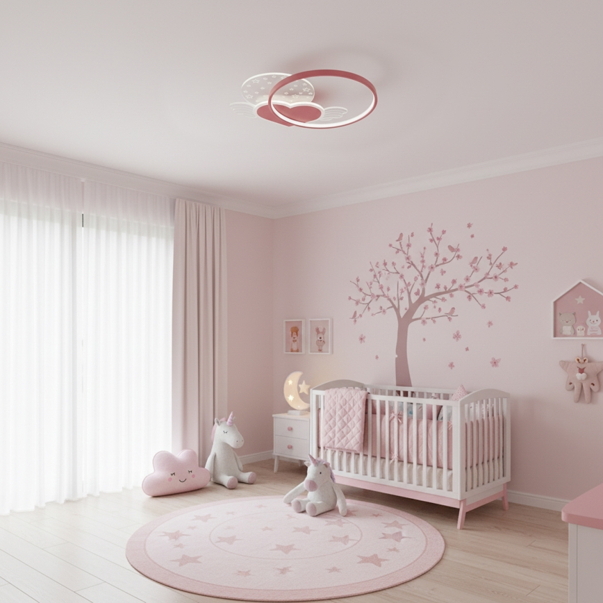 Brilagi - Plafonnier LED pour enfants LOVE LED/48W/230V 3000/4500/6000K rose