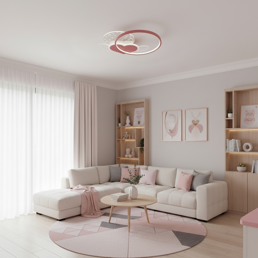 Brilagi - Plafonnier LED pour enfants LOVE LED/48W/230V 3000/4500/6000K rose
