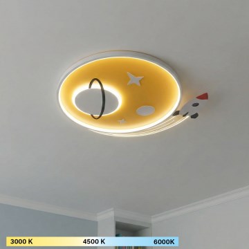 Brilagi - Plafonnier LED pour enfants STARSHIP LED/64W/230V 3000/4500/6000K jaune