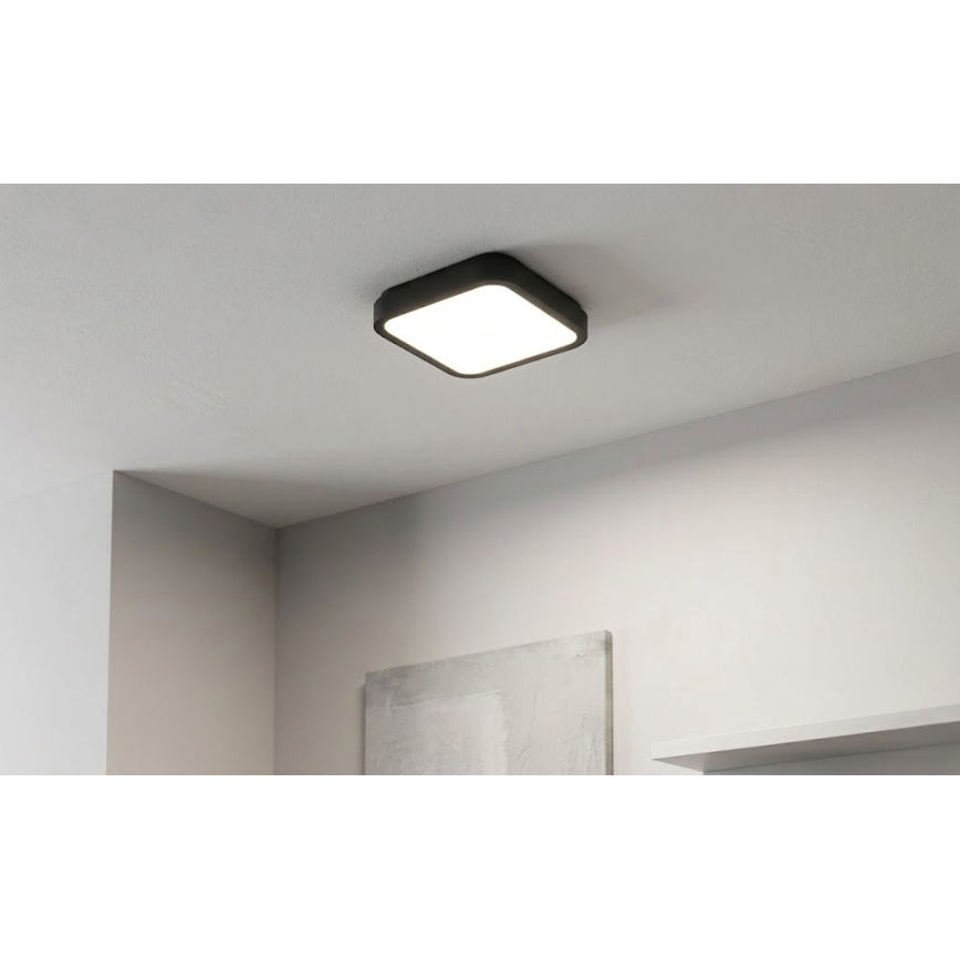 Brilagi - Plafonnier LED ZENNA pour salle de bains avec capteur LED/12W/230V 24x24 cm IP44 noir + télécommande