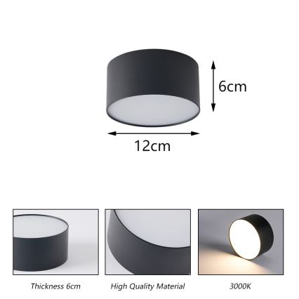 Brilagi - Plafonnier LED de salle de bains FORIS LED/14W/230V Ø 12 cm noir IP44