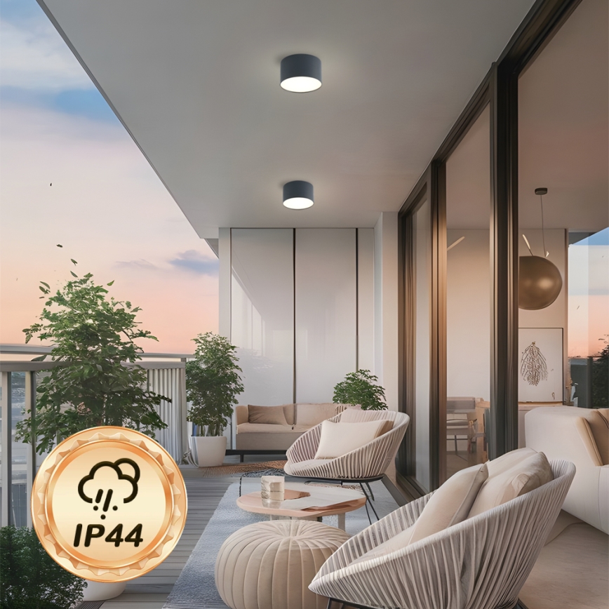 Brilagi - Plafonnier LED pour salle de bains FORIS LED/9W/230V Ø 9 cm anthracite IP44 CRI 90