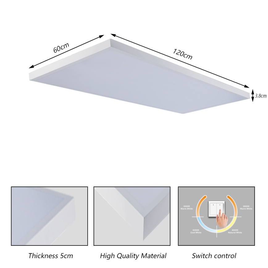 Brilagi - Plafonnier LED pour salle de bains FRAME LED/96W/230V 120x60 cm 3000/4000/6000K IP44 blanc