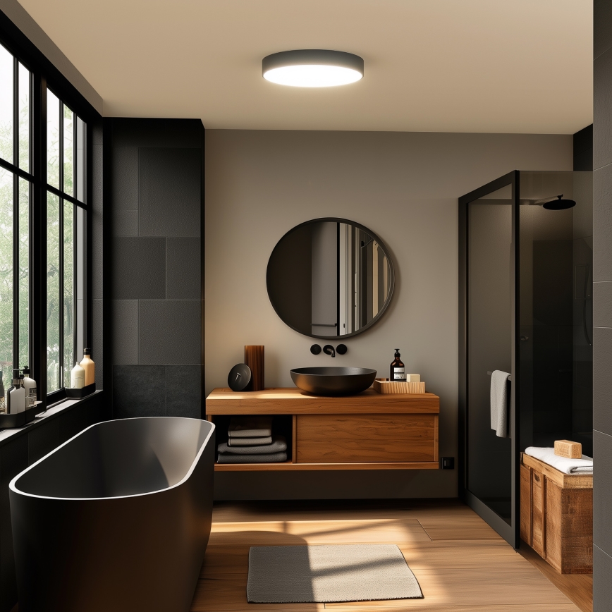Brilagi - Plafonnier LED pour salle de bains POOL LED/36W/230V 3000/4000/5500K Ø 40 cm IP54 noir