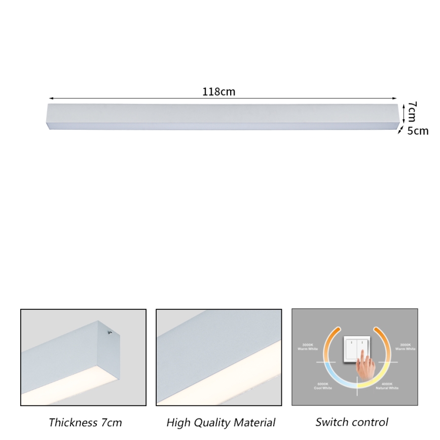 Brilagi - Plafonnier LED pour salle de bains SLEEKLINE LED/40W/230V 3000/4500/6000K argenté IP44