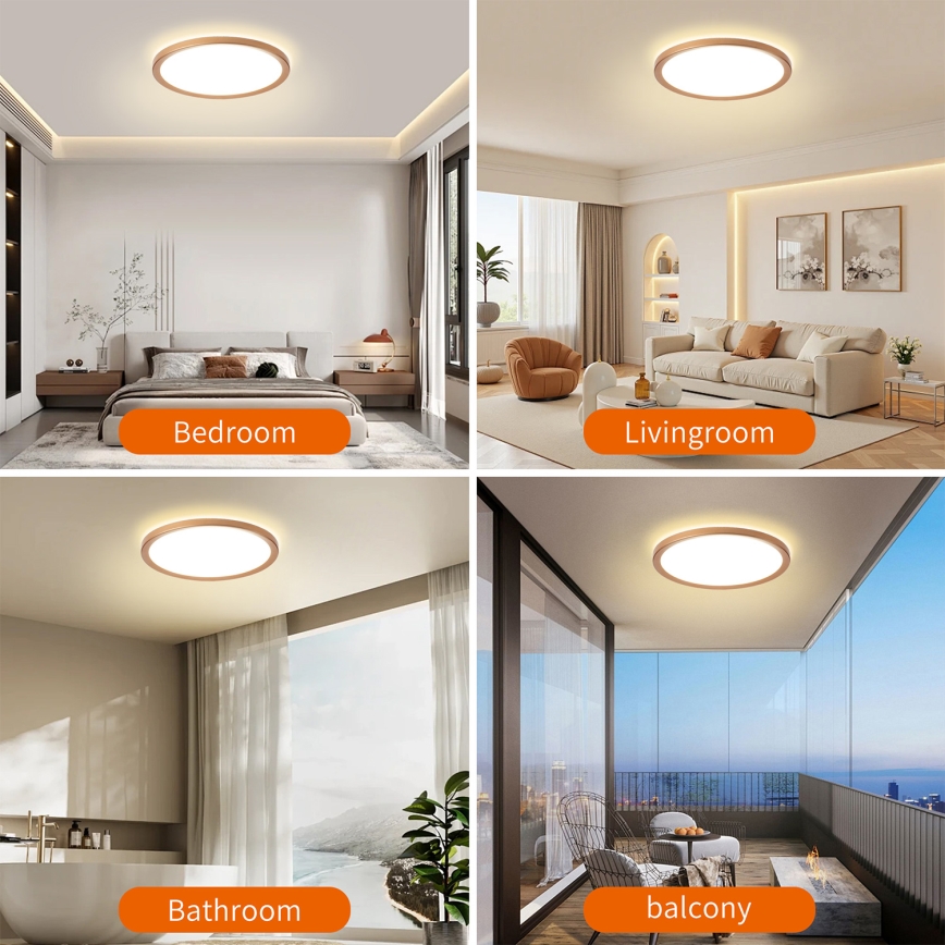 Brilagi - Plafonnier de salle de bains ULTRA SLIM LED/24W/230V Ø 42 cm or rose IP54