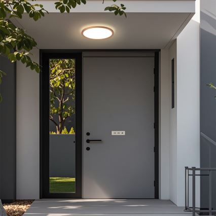 Brilagi - Plafonnier LED ultra-plat pour salle de bains, 12 W / 230 V, Ø 22,5 cm, finition or rose, IP54