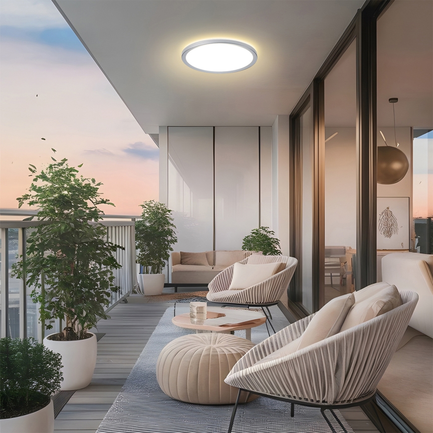 Brilagi - Plafonnier LED ultra-plat pour salle de bains 24W/230V Ø 42 cm argenté IP54