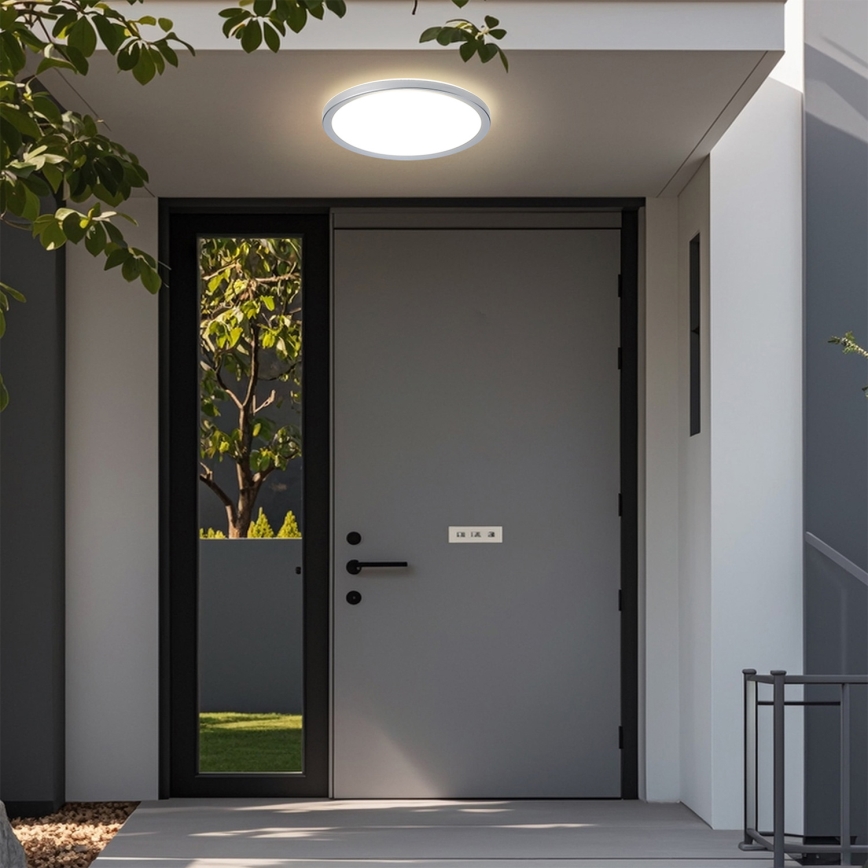 Brilagi - Plafonnier LED ultra-plat pour salle de bains 24W/230V Ø 42 cm argenté IP54