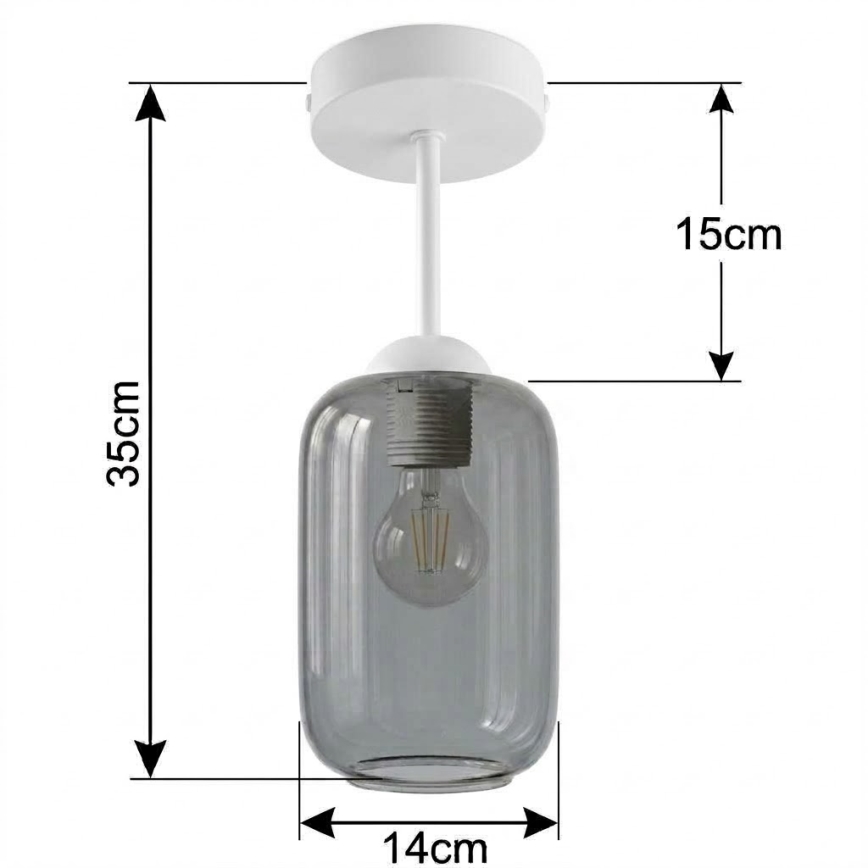 BRILAGI - Plafonnier LED RETRO GLASS 1xE27/60W/230V Ø 14 cm blanc/gris fumé