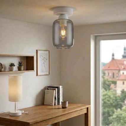 BRILAGI - Plafonnier LED RETRO GLASS 1xE27/60W/230V Ø 14 cm blanc/gris fumé