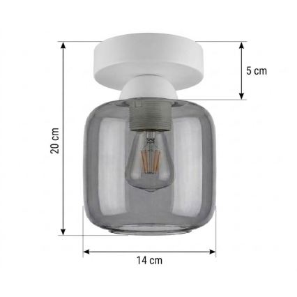 BRILAGI - Plafonnier LED RETRO GLASS 1xE27/60W/230V Ø 14 cm blanc/gris fumé